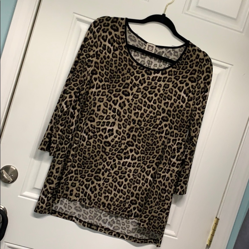 Anne Klein M Leopard Tunic Top